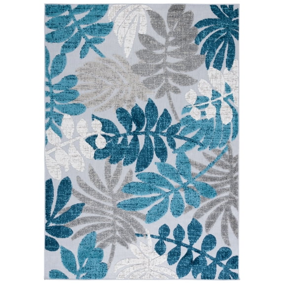 SAFAVIEH Cabana Elouise Botanical Indoor/Outdoor Area Rug, Grey/Blue, 2' x 4'