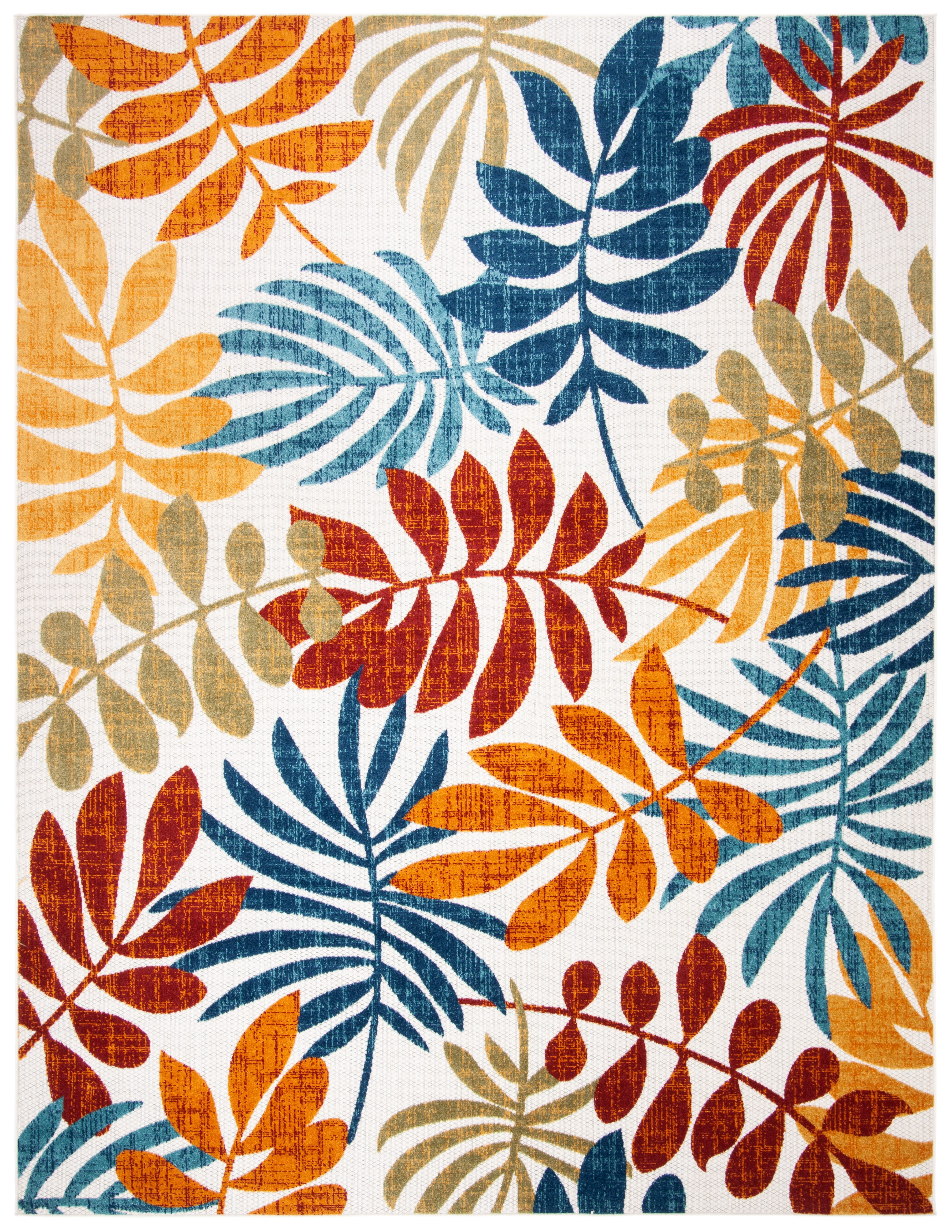 SAFAVIEH Cabana Elouise Botanical Indoor/Outdoor Area Rug, Creme/Red, 8' x 10'