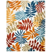 SAFAVIEH Cabana Elouise Botanical Indoor/Outdoor Area Rug, Creme/Red, 8' x 10'