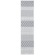 SAFAVIEH Cabana Elouise Geometric Indoor/Outdoor Runner Rug, Ivory/Grey, 2'2" x 7'