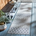 thumbnail image 1 of SAFAVIEH Cabana Elouise Geometric Indoor/Outdoor Runner Rug, Ivory/Grey, 2'2" x 7', 1 of 12