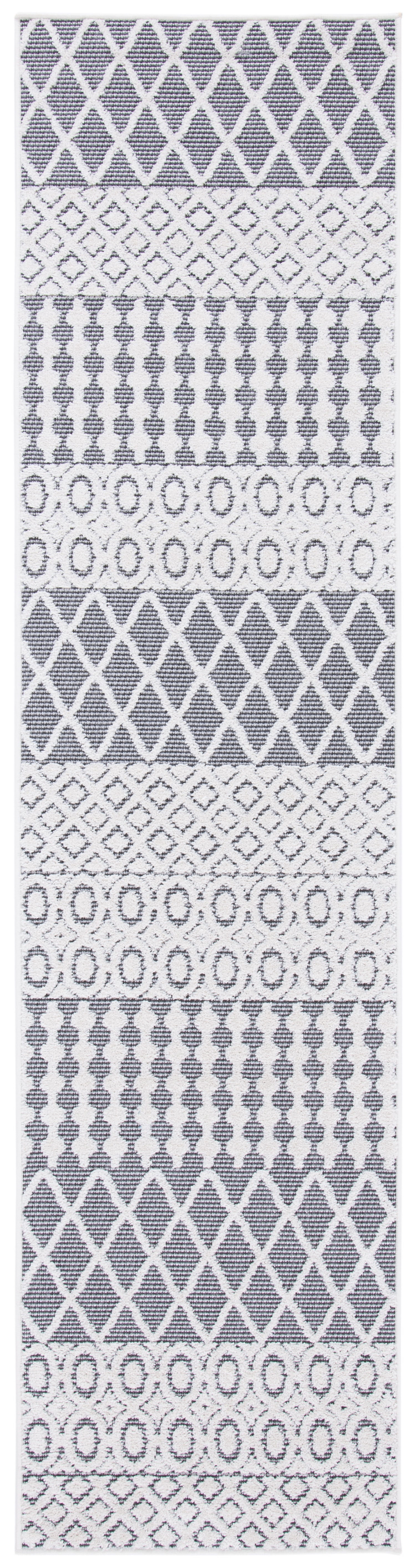SAFAVIEH Cabana Elouise Ivory/Grey 2'2"X9' Runner Indoor/Outdoor Runner Rug Ivory/Grey, 2'2" x 9'