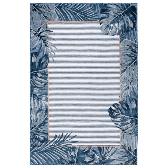 SAFAVIEH Cabana Elvina Indoor/Outdoor Area Rug, Ivory/Navy, 5' x 8'