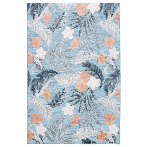 SAFAVIEH Cabana Elwyn Indoor/Outdoor Area Rug, Blue/Grey, 6' x 9'