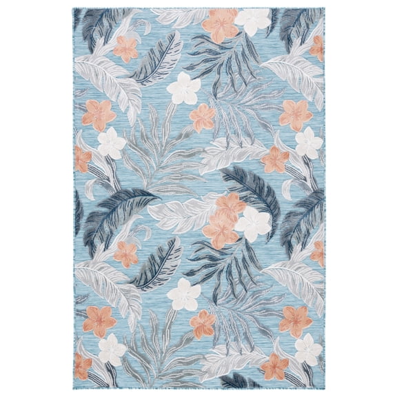 SAFAVIEH Cabana Elwyn Indoor/Outdoor Area Rug, Blue/Grey, 6' x 9'