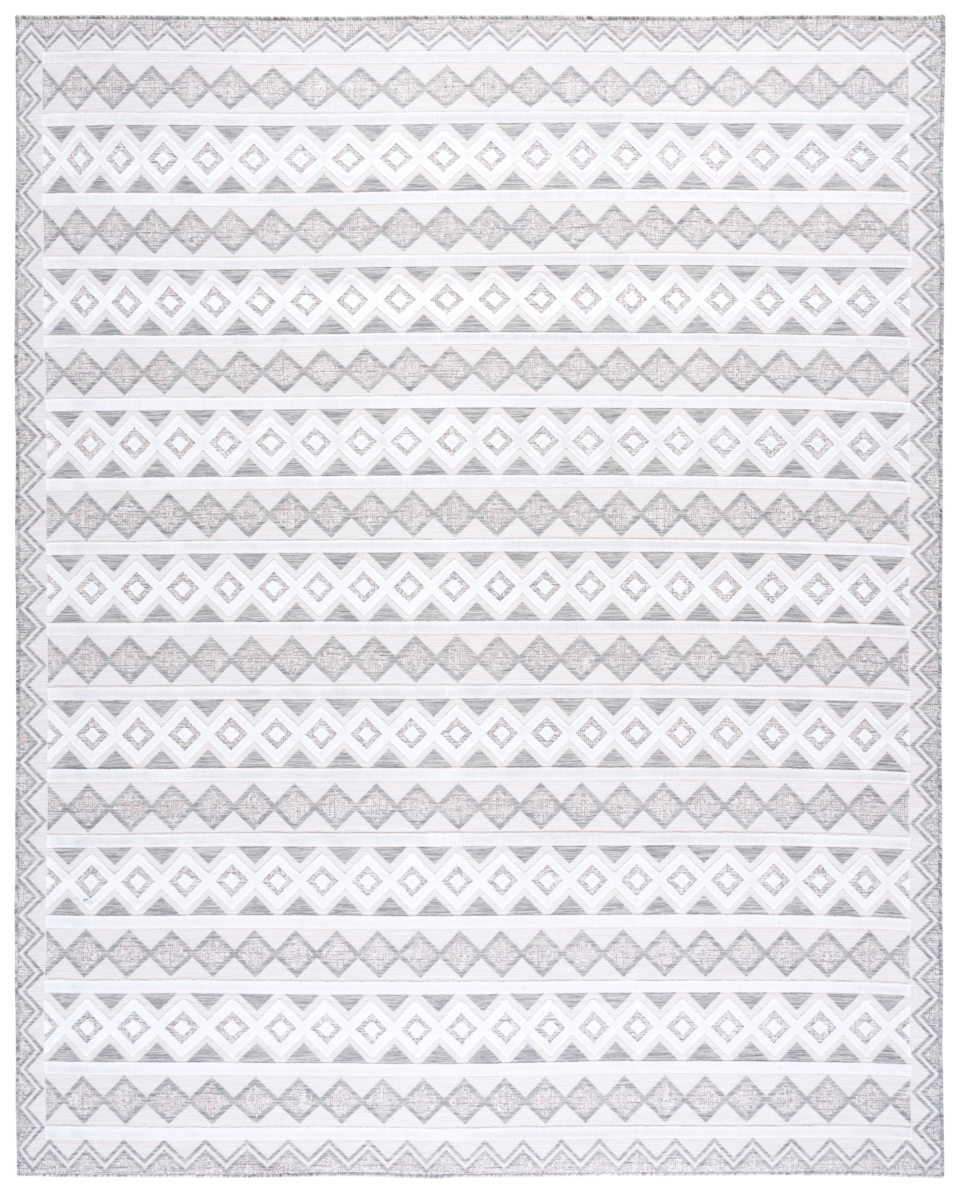 SAFAVIEH Cabana Ethan Geometric Indoor/Outdoor Area Rug, Grey/Ivory, 9' x 12'