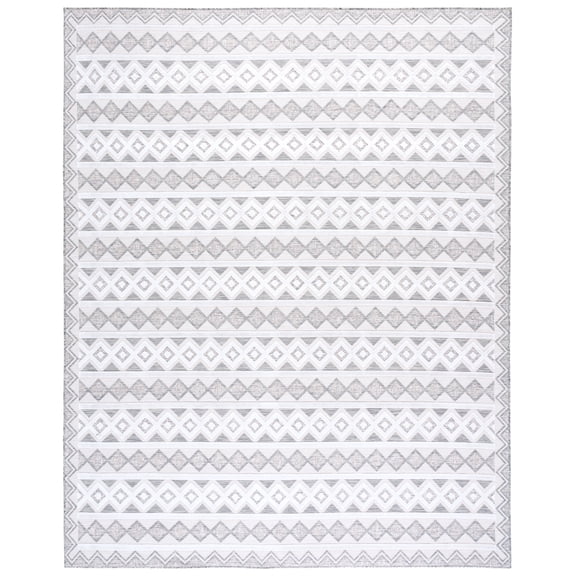 SAFAVIEH Cabana Ethan Geometric Indoor/Outdoor Area Rug, Grey/Ivory, 9' x 12'