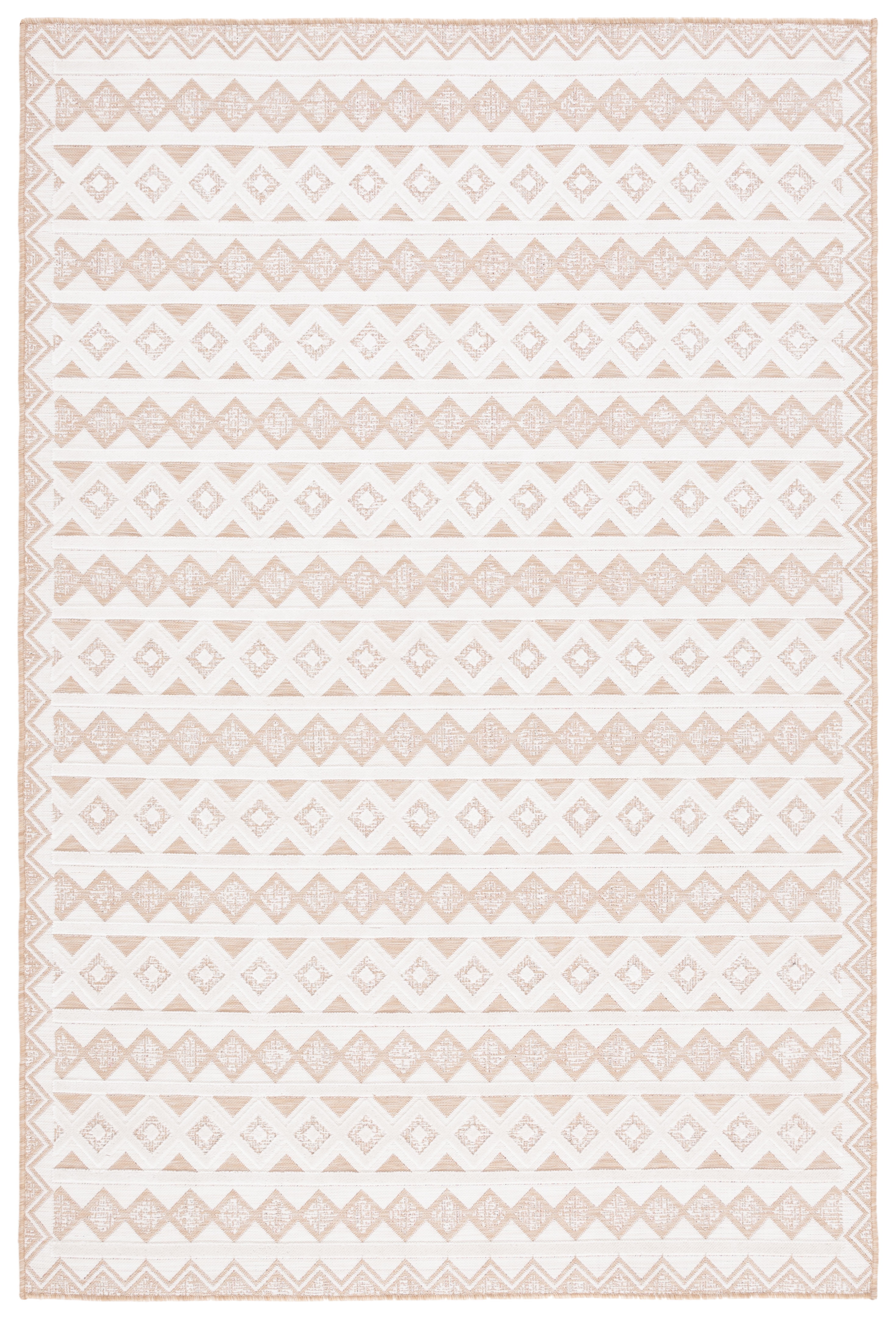 SAFAVIEH Cabana Ethan Geometric Indoor/Outdoor Area Rug, Natural/Ivory, 4' x 6'