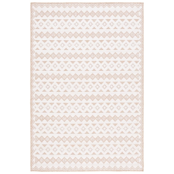 SAFAVIEH Cabana Ethan Geometric Indoor/Outdoor Area Rug, Natural/Ivory, 5'1" x 7'6"