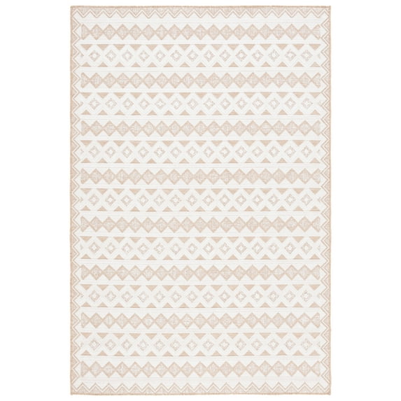 SAFAVIEH Cabana Ethan Geometric Indoor/Outdoor Area Rug, Natural/Ivory, 8' x 10'