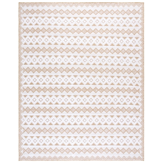 SAFAVIEH Cabana Ethan Geometric Indoor/Outdoor Area Rug, Natural/Ivory, 9' x 12'