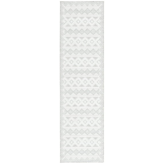 SAFAVIEH Cabana Ethan Geometric Indoor/Outdoor Runner Rug, Grey/Ivory, 2' x 8'