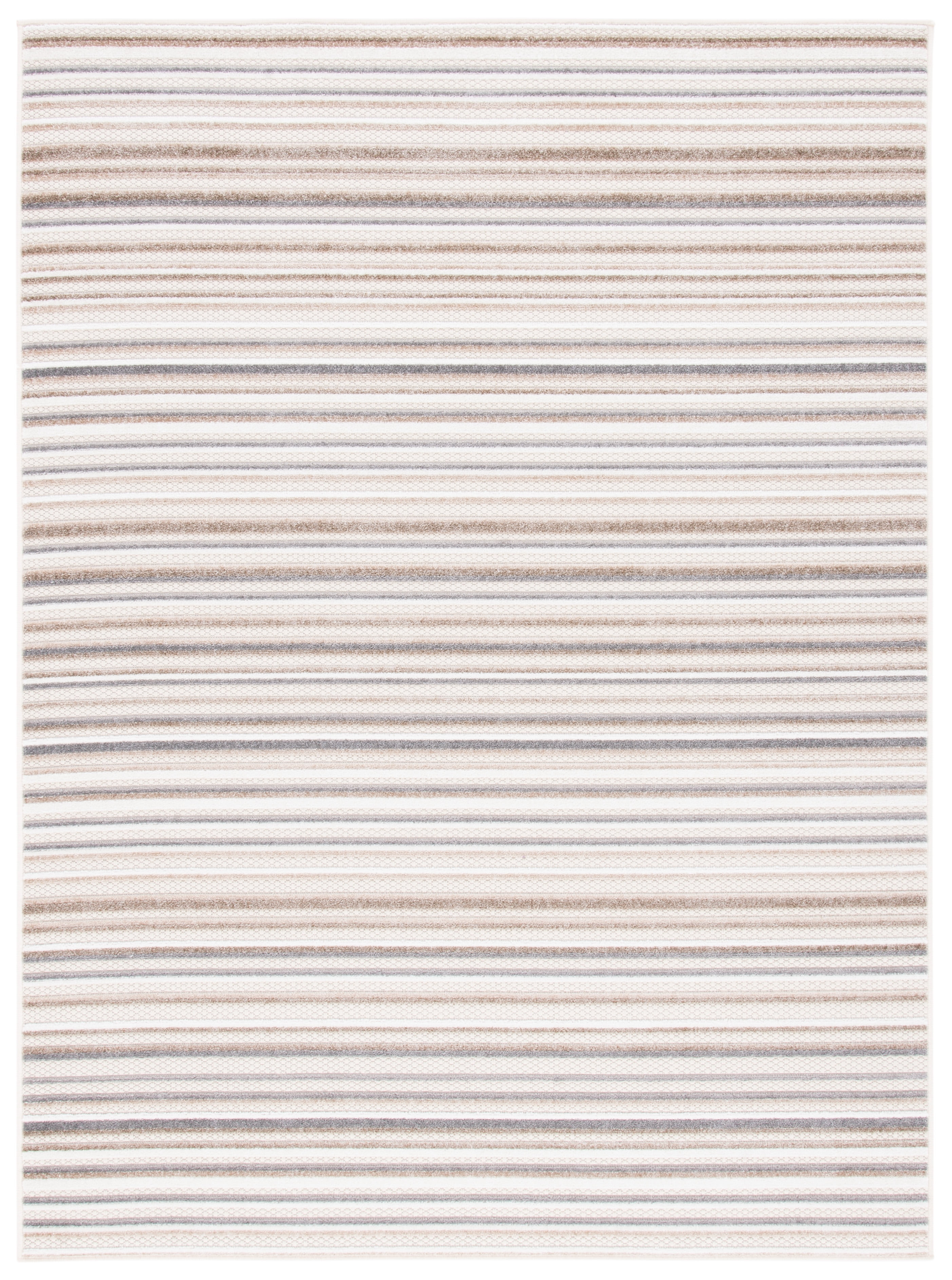 Ivory and Grey Geometric Synthetic Area Rug, 5'3" x 7'6"