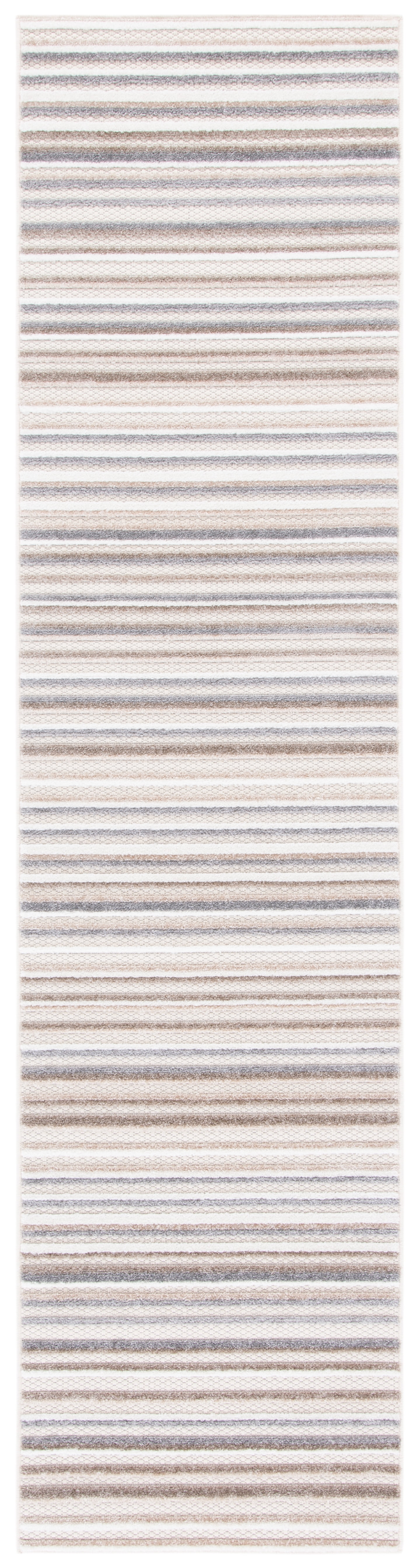 Ivory and Grey Geometric Synthetic Runner Rug, 2'2" x 9'