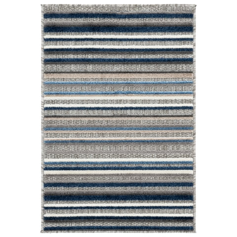 SAFAVIEH Cabana Fedelma Striped Indoor/Outdoor Area Rug, Grey/Blue, 2' x 3'