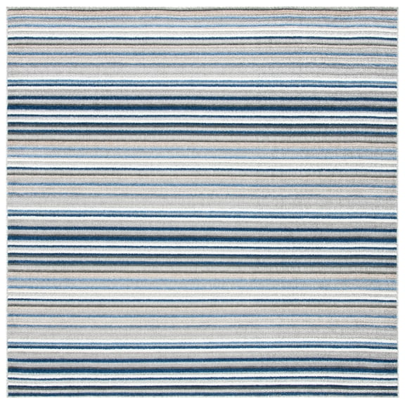 SAFAVIEH Cabana Fedelma Striped Indoor/Outdoor Area Rug, Grey/Blue, 3' x 3' Square