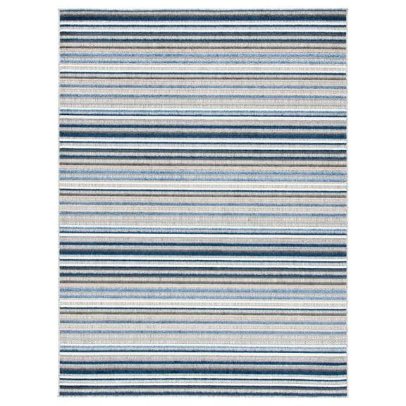 SAFAVIEH Cabana Fedelma Striped Indoor/Outdoor Area Rug, Grey/Blue, 4'5" x 6'5"