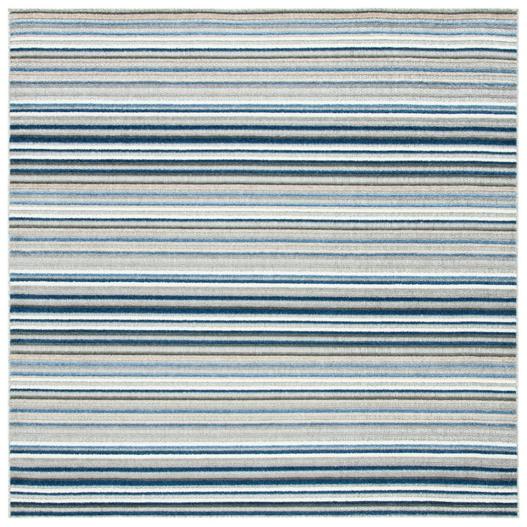 3' X 5' Blue and Gray Striped Indoor Outdoor Area Rug 3' X 5' Blue and Gray Striped Indoor Outdoor Area Rug