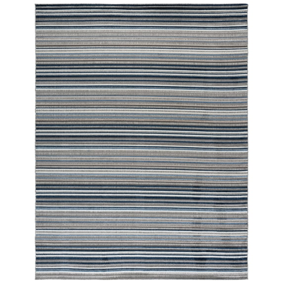 SAFAVIEH Cabana Fedelma Striped Indoor/Outdoor Area Rug, Grey/Blue, 6'7" x 9'