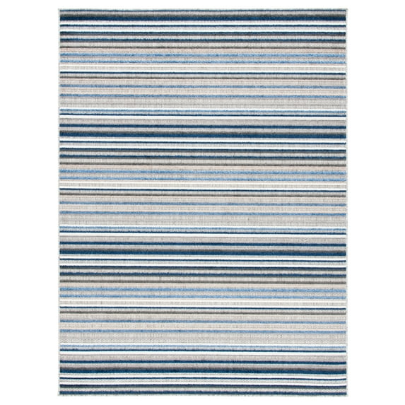 SAFAVIEH Cabana Fedelma Striped Indoor/Outdoor Area Rug, Grey/Blue, 8' x 10'