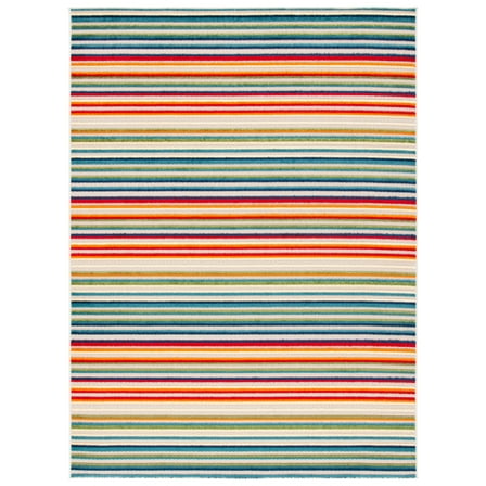 SAFAVIEH Cabana Fedelma Striped Indoor/Outdoor Area Rug, Ivory/Green, 2' x 3'