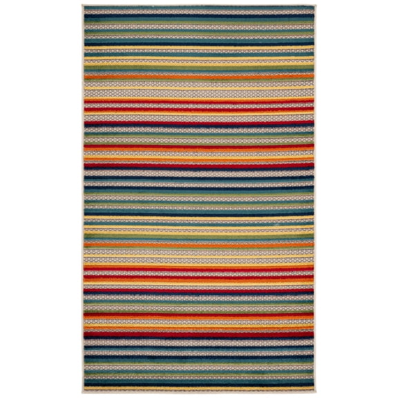 SAFAVIEH Cabana Fedelma Striped Indoor/Outdoor Area Rug, Ivory/Green, 3' x 5'