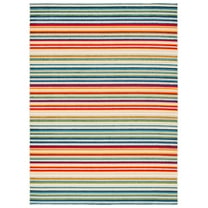 SAFAVIEH Cabana Fedelma Striped Indoor/Outdoor Area Rug, Ivory/Green, 5'3" x 7'7"