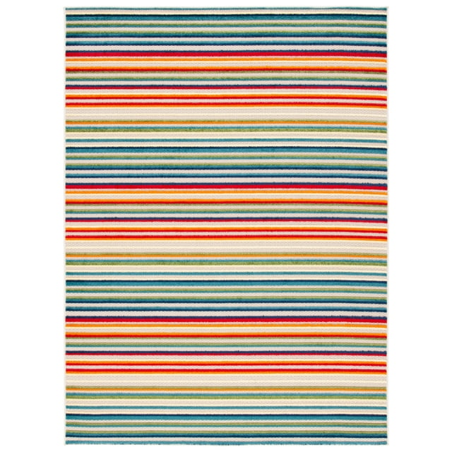 SAFAVIEH Cabana Fedelma Striped Indoor/Outdoor Area Rug, Ivory/Green, 5 ...