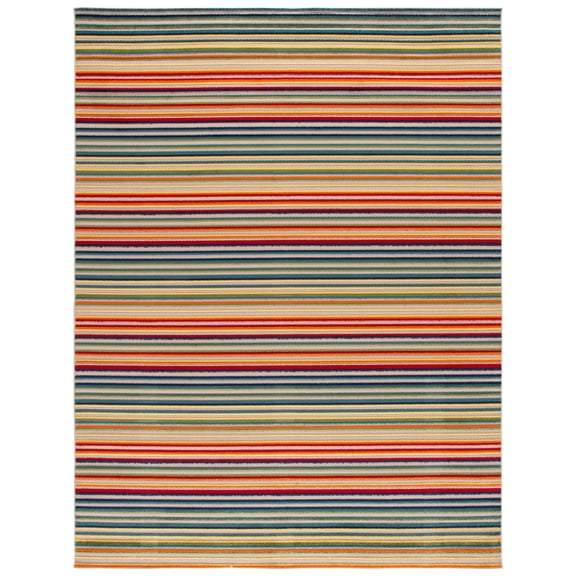 SAFAVIEH Cabana Fedelma Striped Indoor/Outdoor Area Rug, Ivory/Green, 6'7" x 9'