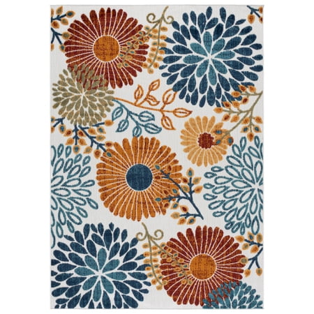 Safavieh Cabana Garnet Floral Indoor/Outdoor Area Rug, Creme/Red, 5'3" x 7'6"