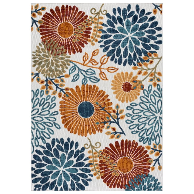 SAFAVIEH Cabana Garnet Cream/Red 4'X6' Indoor/Outdoor Area Rug Cream/Red, 5'3" x 7'6"