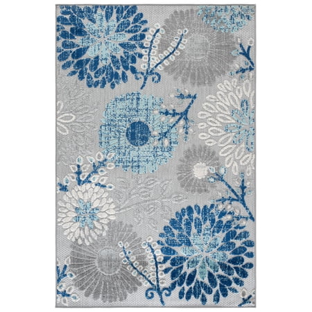 Safavieh Cabana Garnet Floral Indoor/Outdoor Area Rug, Gray/Blue, 4' x 6'