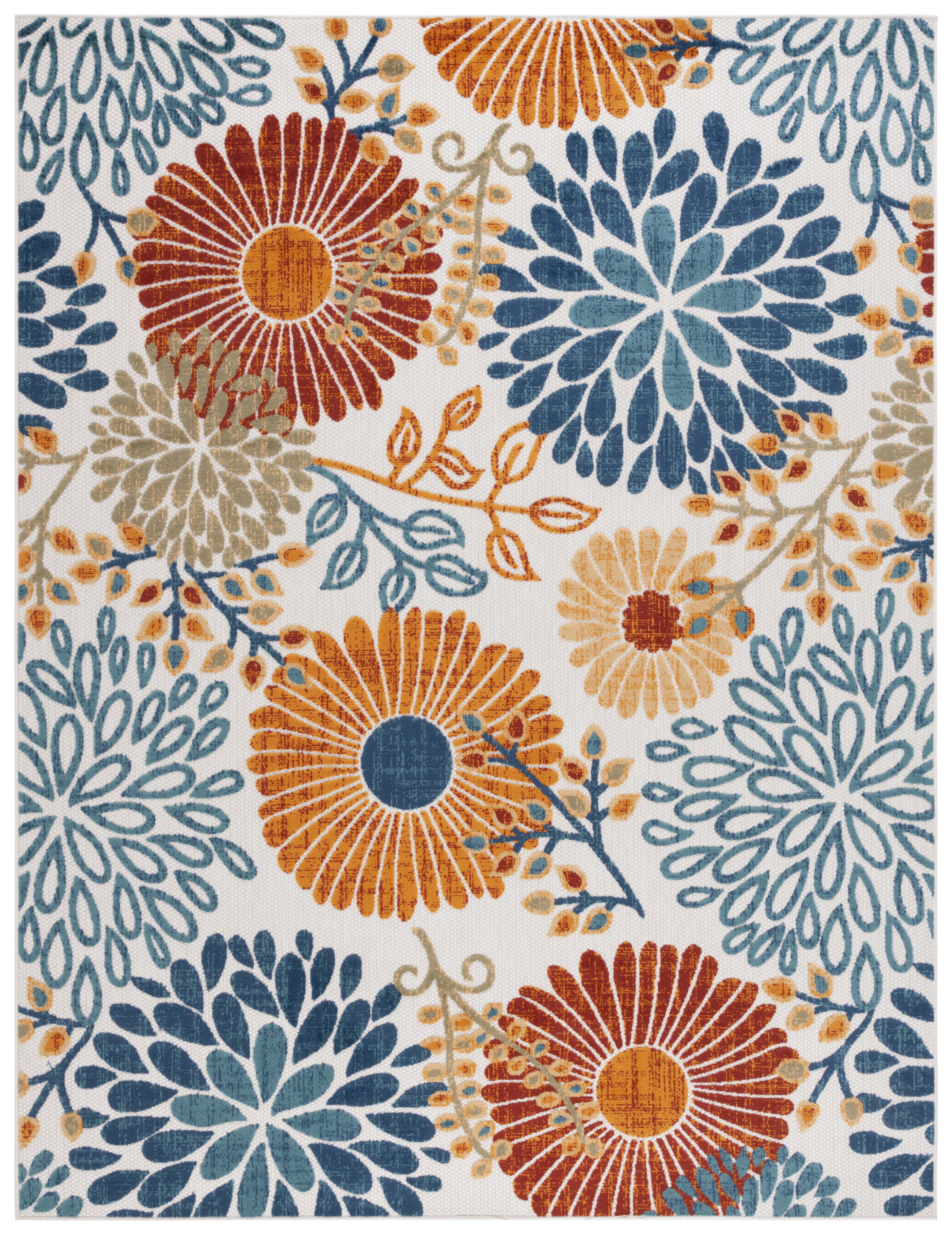 SAFAVIEH Cabana Garnet Floral Indoor/Outdoor Area Rug, Creme/Red, 10' x 14'