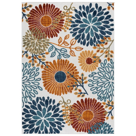 SAFAVIEH Cabana Garnet Floral Indoor/Outdoor Area Rug, Creme/Red, 2' x 4'