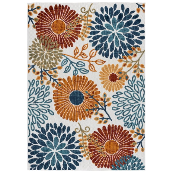 SAFAVIEH Cabana Garnet Floral Indoor/Outdoor Area Rug, Creme/Red, 6' x 9'