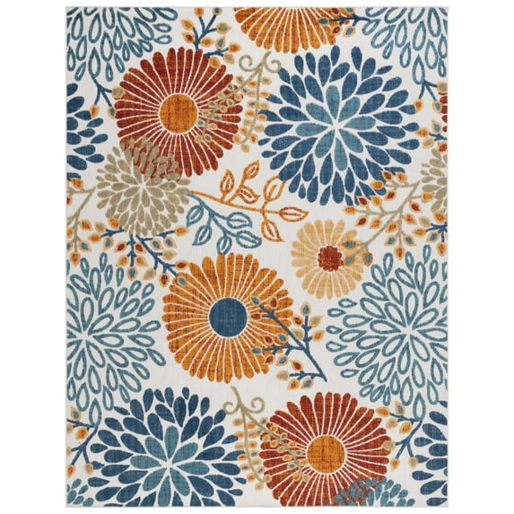 SAFAVIEH Cabana Garnet Floral Indoor/Outdoor Area Rug, Creme/Red, 8' x 10'