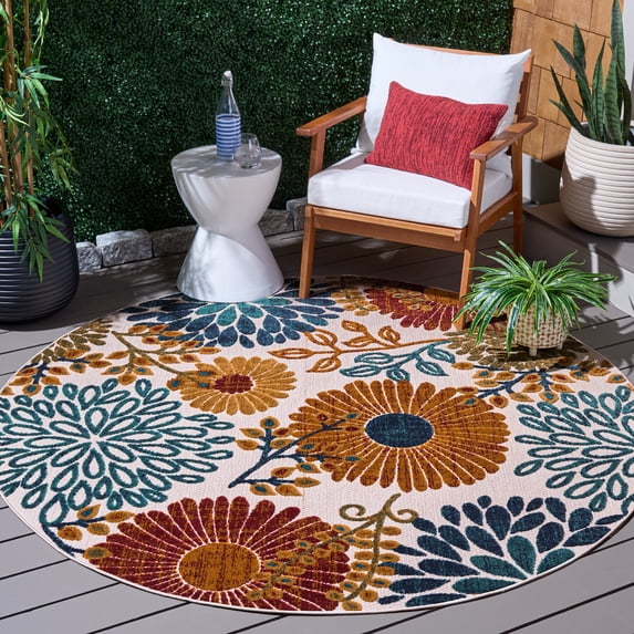 SAFAVIEH Cabana Garnet Cream/Red 4'X6' Area Rug, Cream/Red, 8' Round