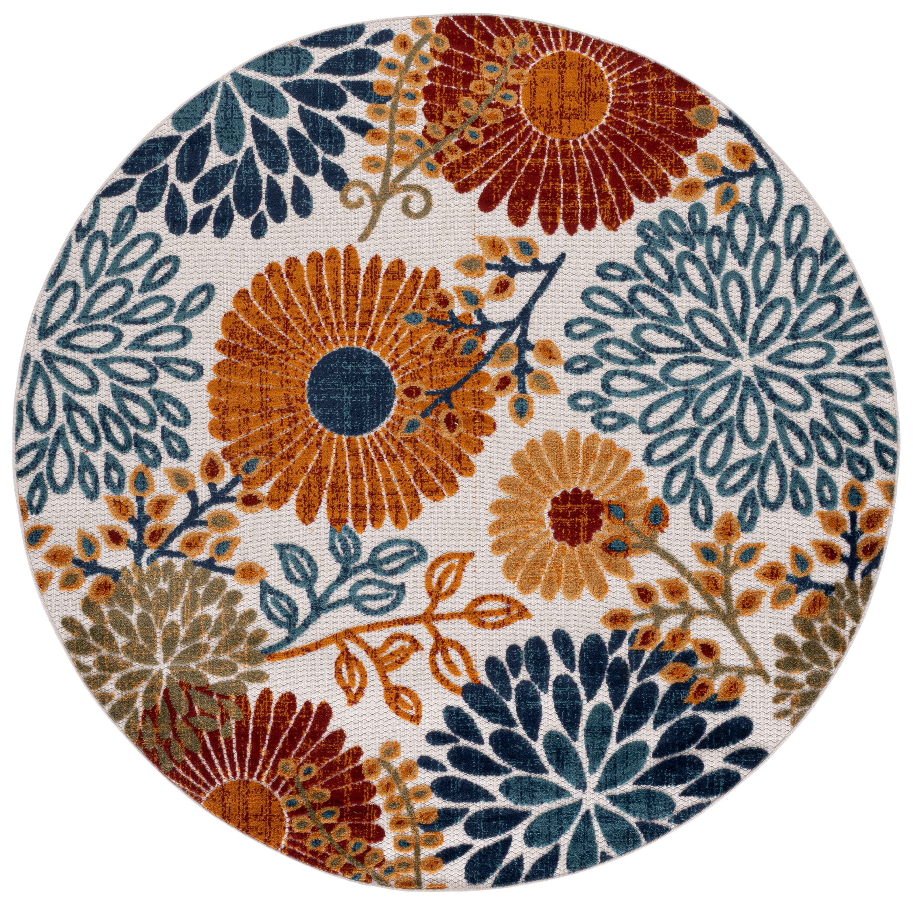 SAFAVIEH Cabana Garnet Cream/Red 4'X6' Area Rug, Cream/Red, 8' Round