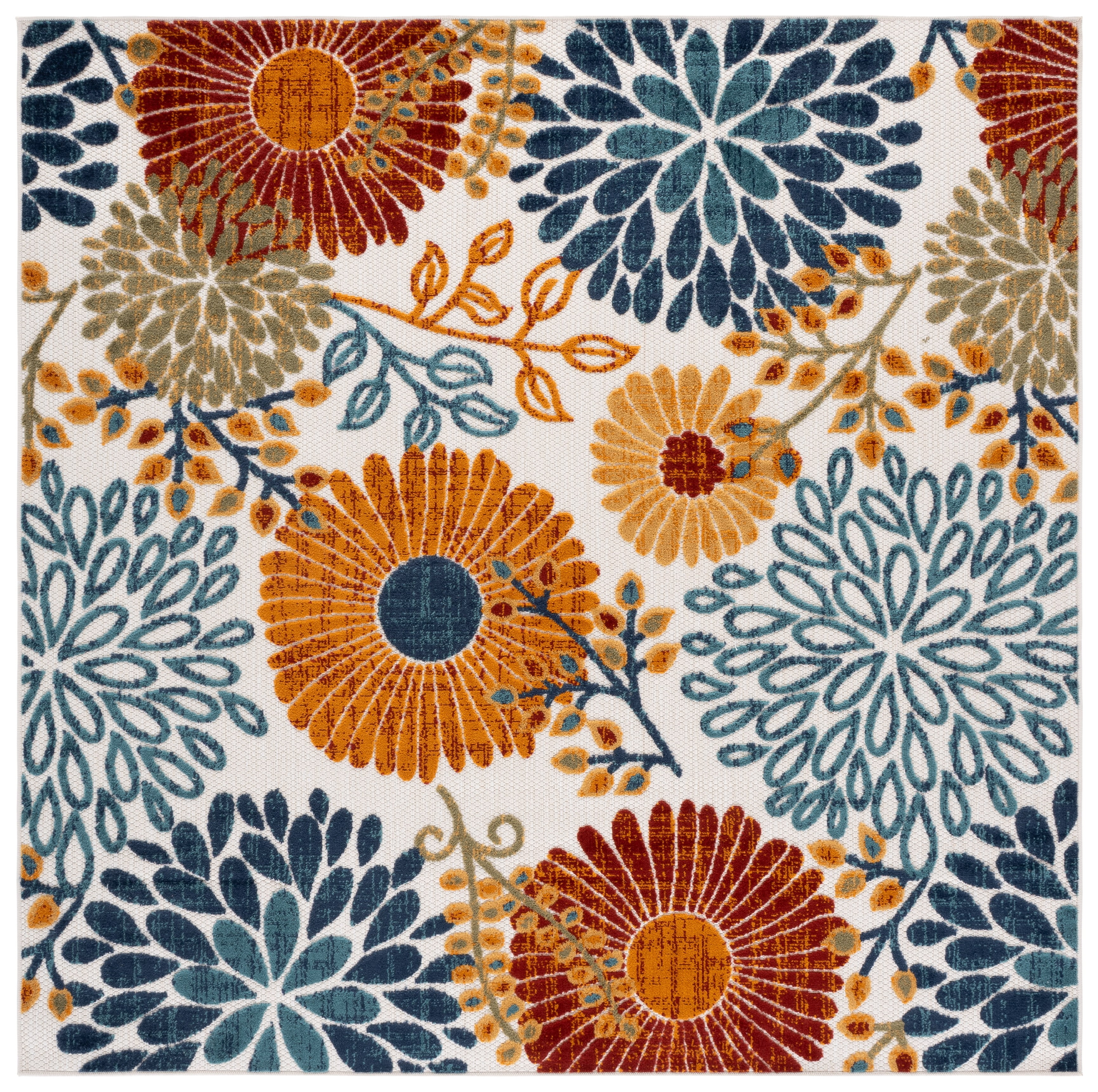 SAFAVIEH Cabana Garnet Cream/Red 4'X6' Area Rug, Cream/Red, 8' Square