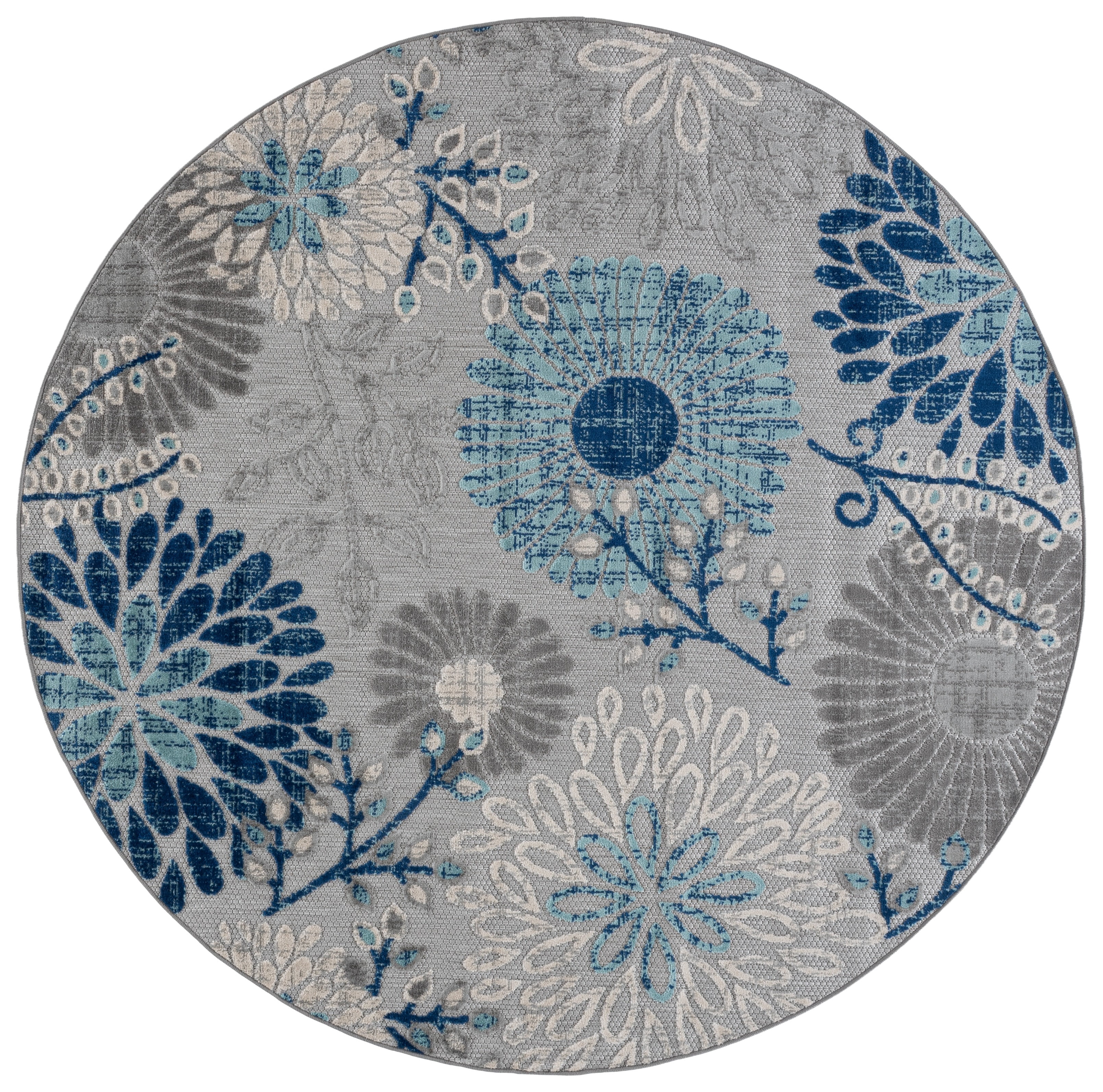 Safavieh Cabana Garnet Floral Indoor/Outdoor Area Rug, Gray/Blue, 10' x 10' Round