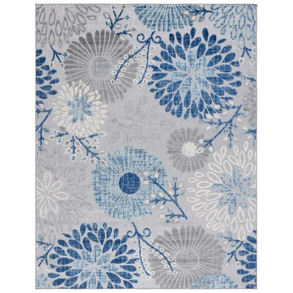 SAFAVIEH Cabana Garnet Floral Indoor/Outdoor Area Rug, Grey/Blue, 10' x 14'