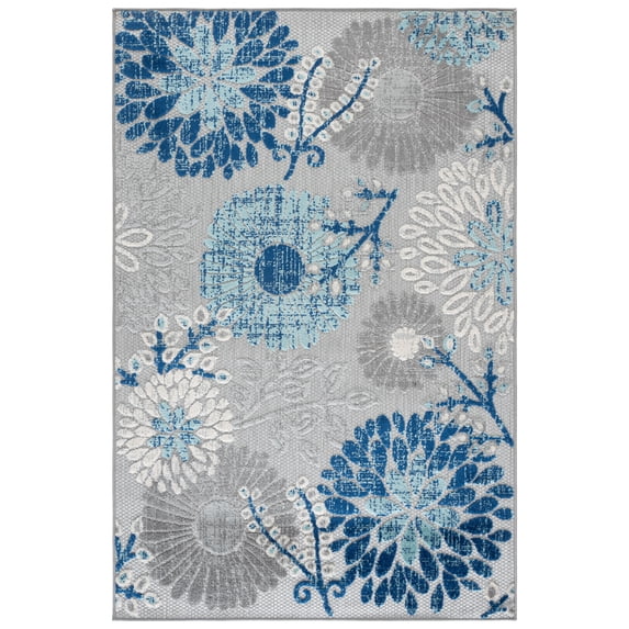 SAFAVIEH Cabana Garnet Floral Indoor/Outdoor Area Rug, Grey/Blue, 3' x 5'