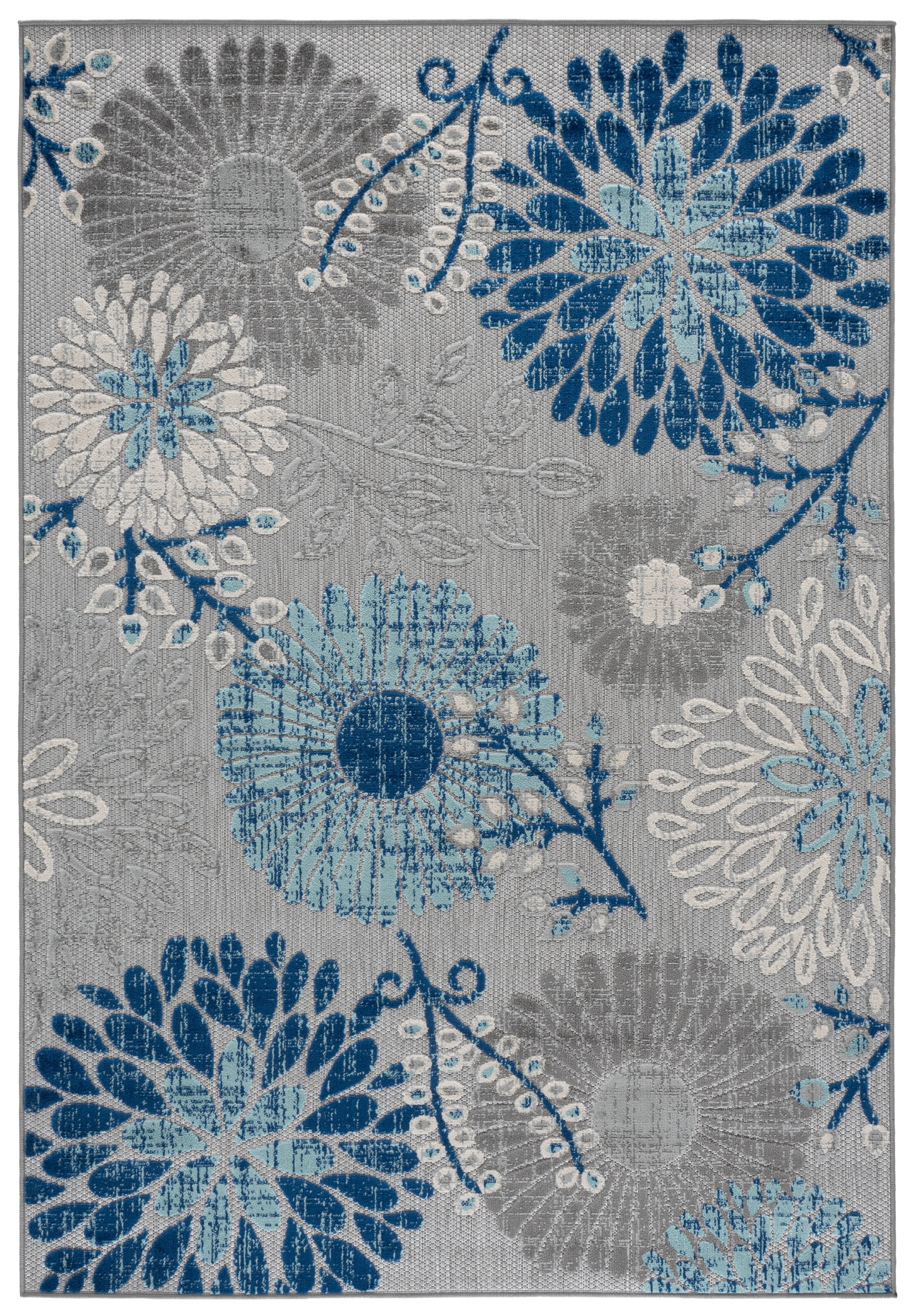 SAFAVIEH Cabana Garnet Floral Indoor/Outdoor Area Rug, Grey/Blue, 6' x 9'