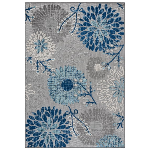 SAFAVIEH Cabana Garnet Floral Indoor/Outdoor Area Rug, Grey/Blue, 6' x 9'