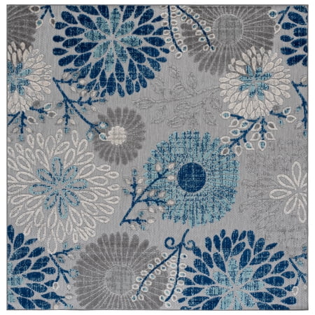 Safavieh Cabana Garnet Floral Indoor/Outdoor Area Rug, Gray/Blue, 8' x 8' Square