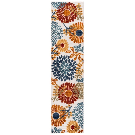 SAFAVIEH Cabana Garnet Floral Indoor/Outdoor Runner Rug, Creme/Red, 2' x 12'