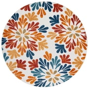 SAFAVIEH Cabana Georgiana Floral Indoor/Outdoor Area Rug, Creme/Red, 4' x 4' Round
