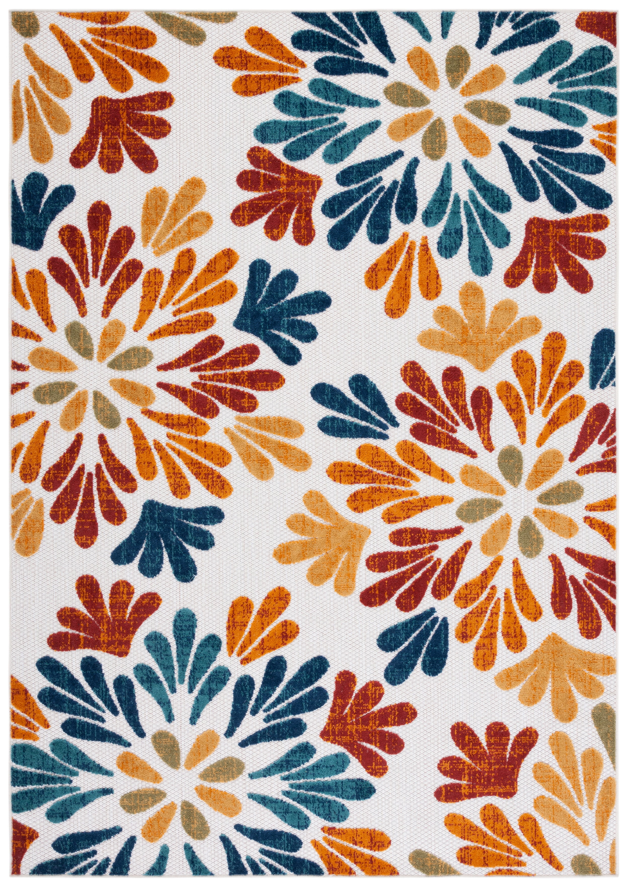 4' x 6' Red and Orange Floral Synthetic Rectangular Rug