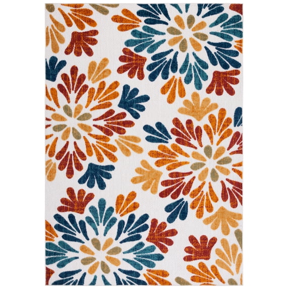 SAFAVIEH Cabana Georgiana Floral Indoor/Outdoor Area Rug, Creme/Red, 4' x 6'