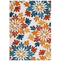 SAFAVIEH Cabana Georgiana Floral Indoor/Outdoor Area Rug, Creme/Red, 5'3" x 7'6"